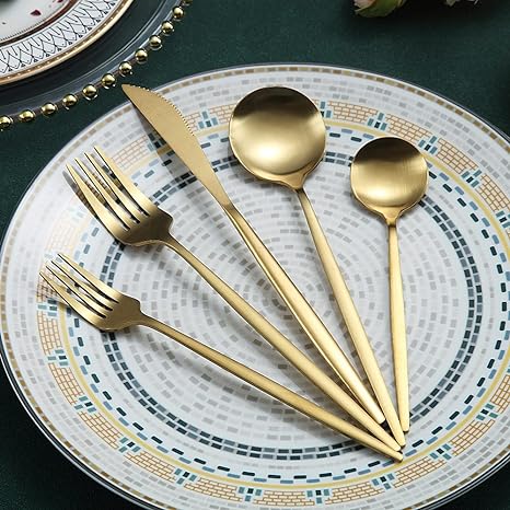 Modern Flatware Set | Sleek Metal Tableware Utensils