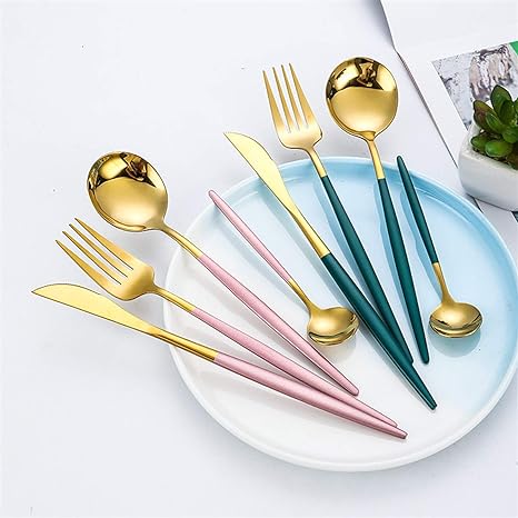 Rainbow Colour Handle Cutlery Set | Modern Dinnerware Utensils