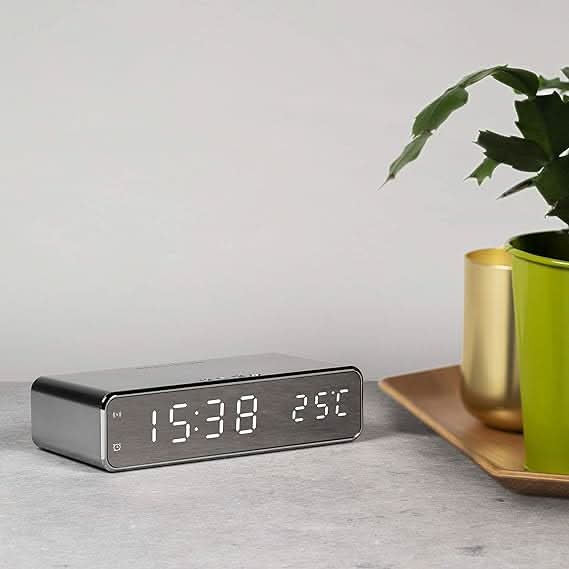 Digital Alarm Clock With Wireless Charging | Bedside Large Display