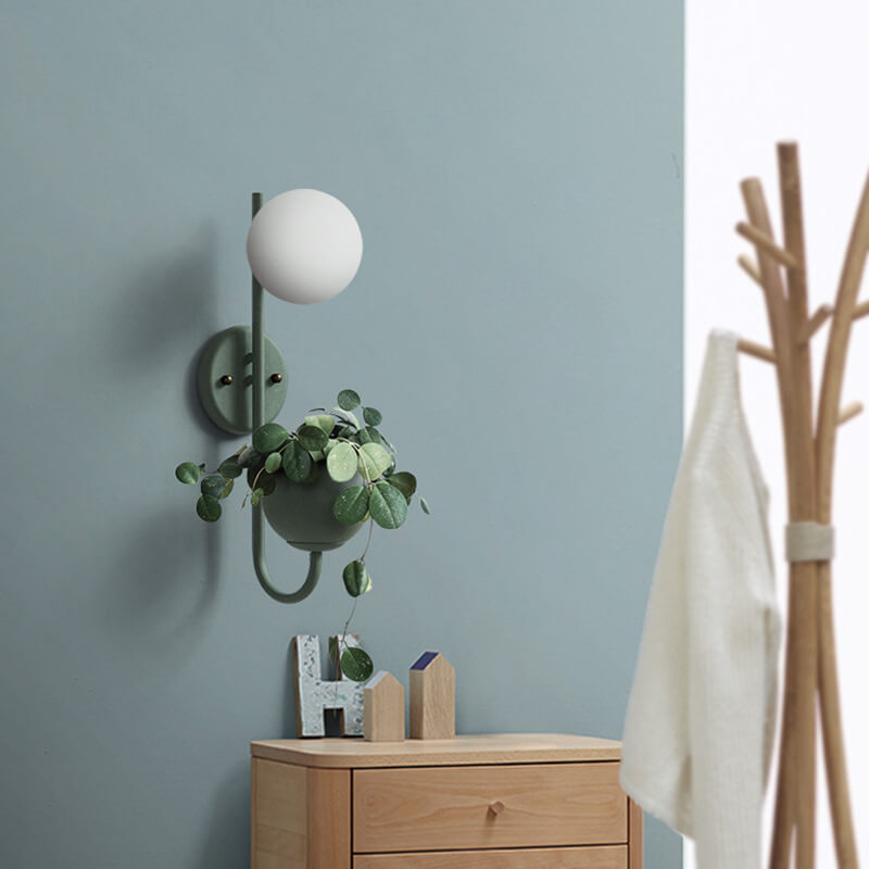 Storage Box Planting Pot Globe Wall Sconce Lamp