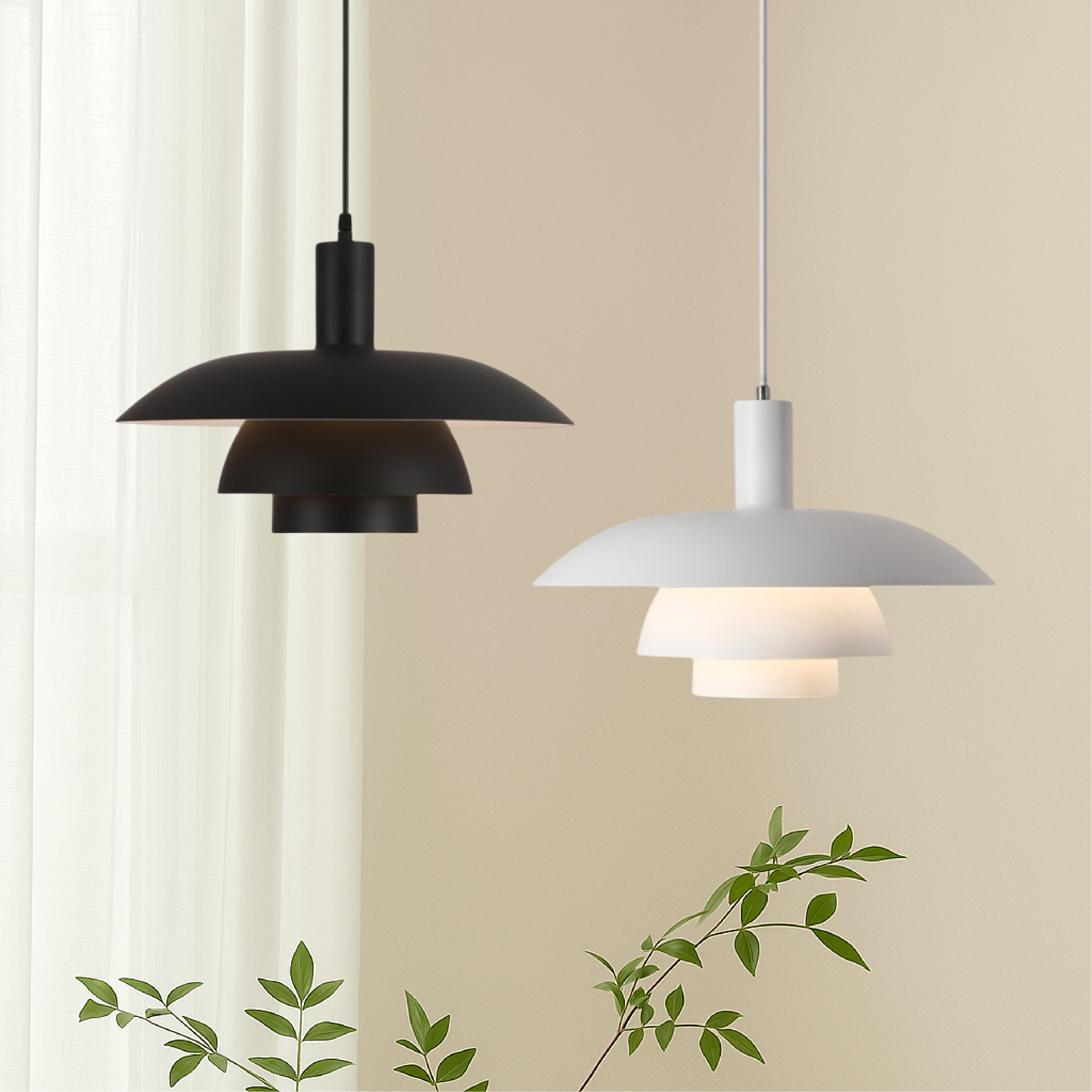 Pendant Light | Scandinavian Layered Shade For Dining Table Kitchen Island Living Room