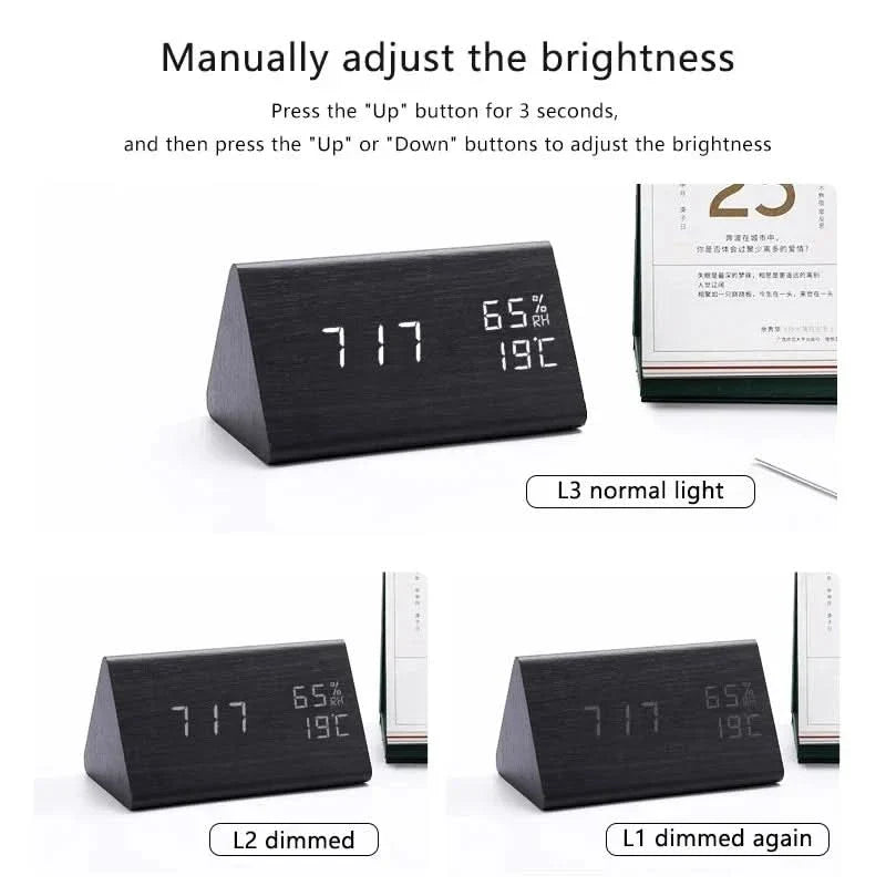 Digital Alarm Clock | LED Display Temperature Calendar Multiple Alarms
