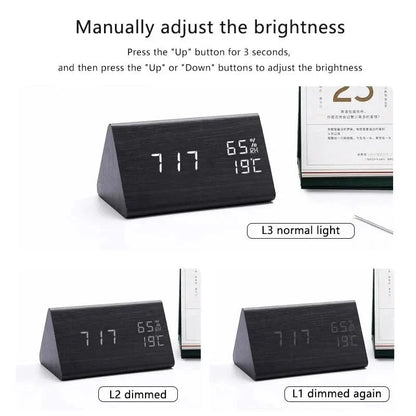 Digital Alarm Clock | LED Display Temperature Calendar Multiple Alarms