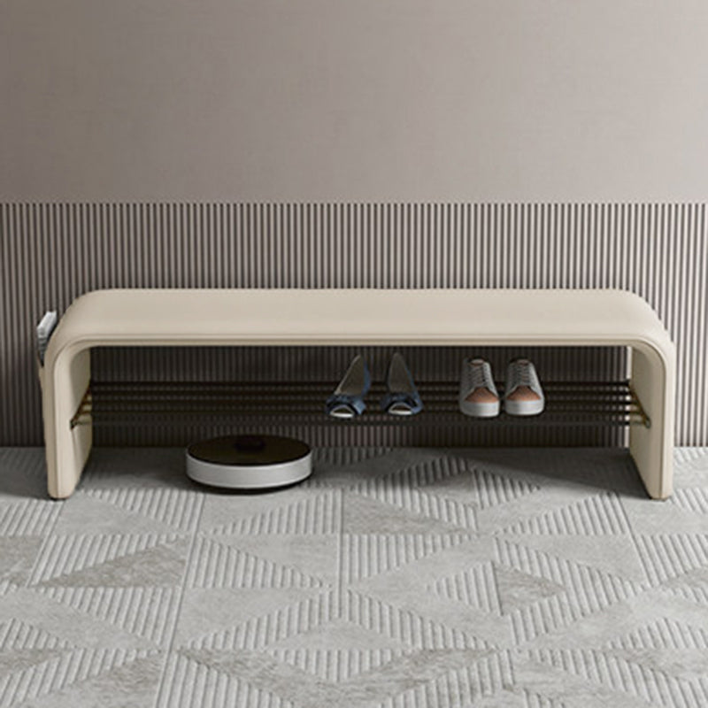Modern Simplicity Rectangular Shoe Shelf Bench Storage for Entryway
