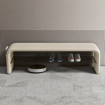 Modern Simplicity Rectangular Shoe Shelf Bench Storage for Entryway