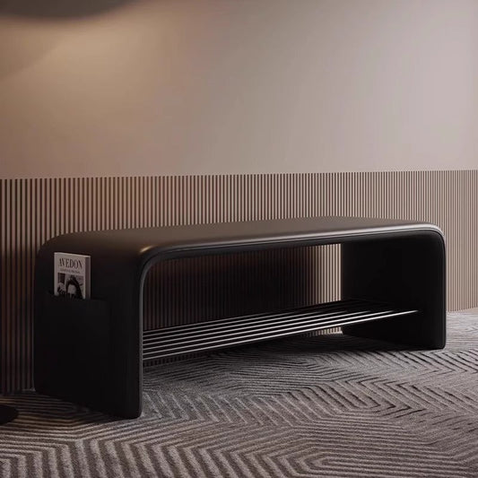 Modern Simplicity Rectangular Shoe Shelf Bench Storage for Entryway