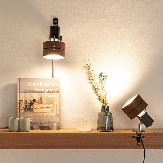 Traditional Japanese Round Clip Wood Iron Acrylic Table Lamp