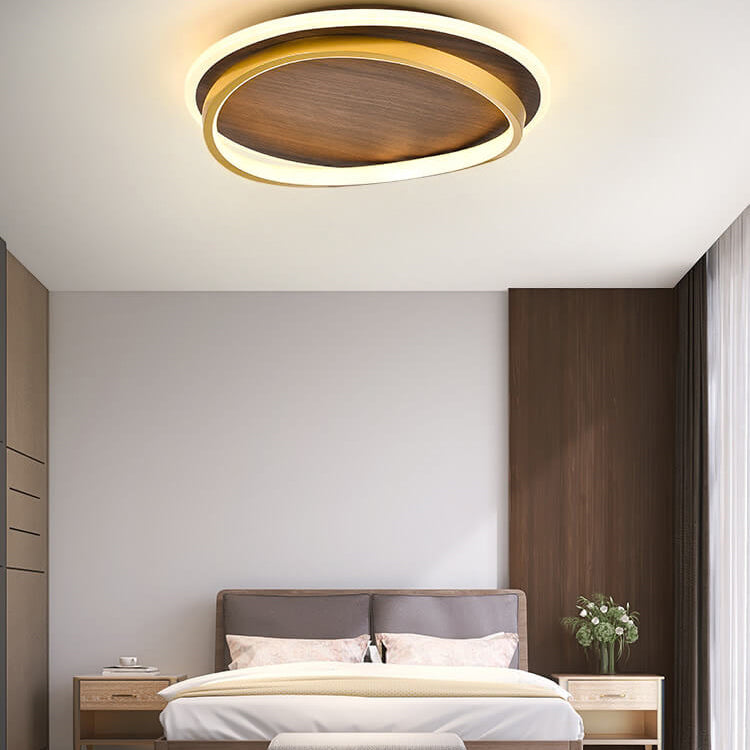 Nordic Minimalist Flush Mount Ceiling Light | Wood Ring