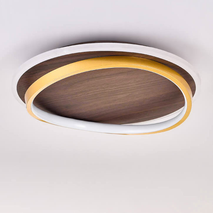 Nordic Minimalist Flush Mount Ceiling Light | Wood Ring