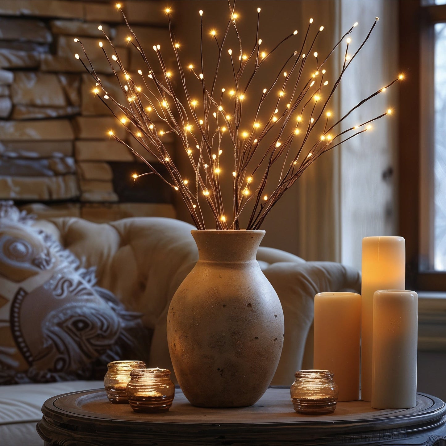 LED Willow Branch Lights | Battery Operated Twig Vase Lighting