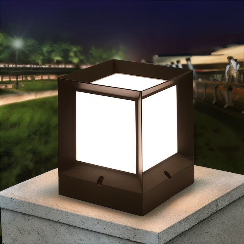Outdoor Cube Lantern | Pedestal Light For Driveway & Gate