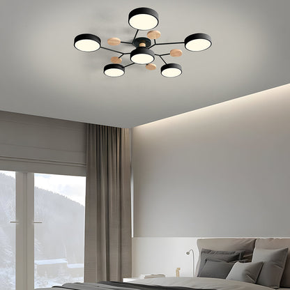 Modern Iron Ceiling Light Branching Round Shades View 53