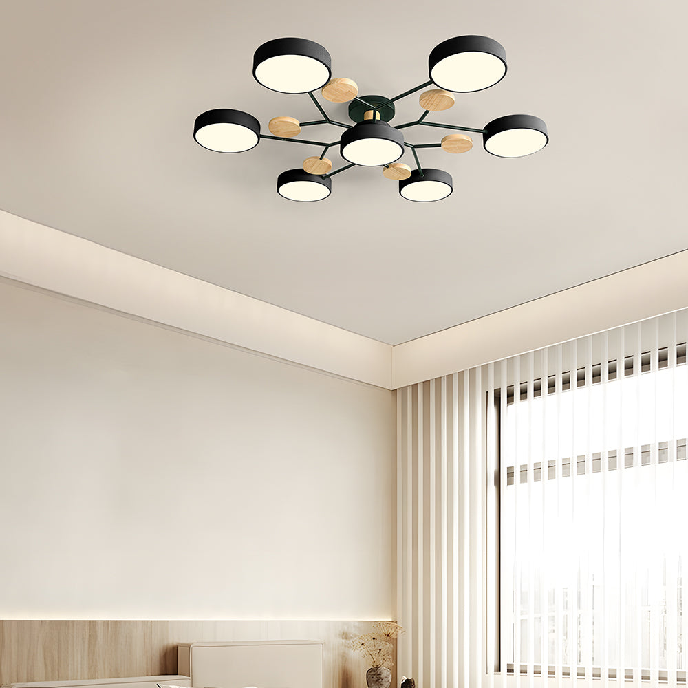 Modern Iron Ceiling Light Branching Round Shades View 56