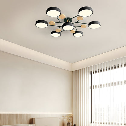 Modern Iron Ceiling Light Branching Round Shades View 56