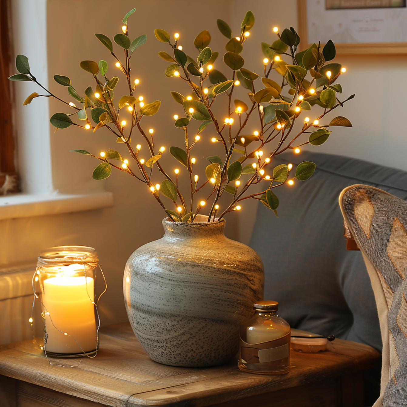 Eucalyptus Branch Fairy Lights | Battery Powered