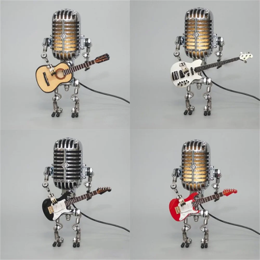 Microphone Guitar Table Lamp | Dimmable Bedside Light