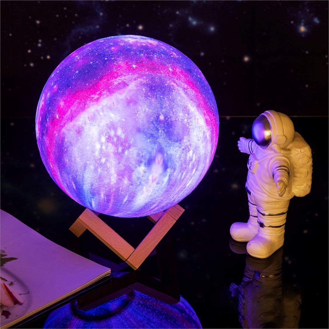 3D Galaxy Moon Lamp | Rechargeable LED Night Light With Remote 16 Colours