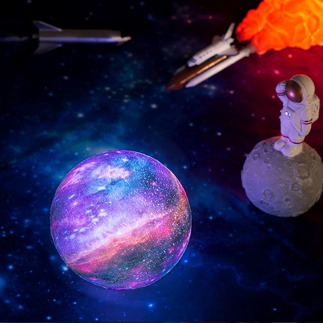 3D Galaxy Moon Lamp | Rechargeable LED Night Light With Remote 16 Colours
