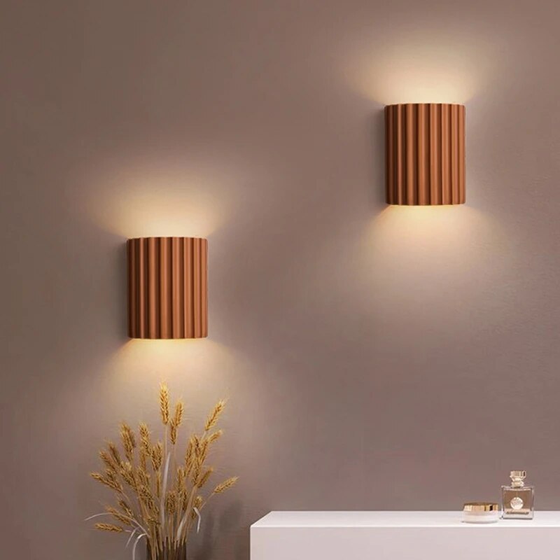 Minimalist Wall Light | Ribbed Cylinder Sconce
