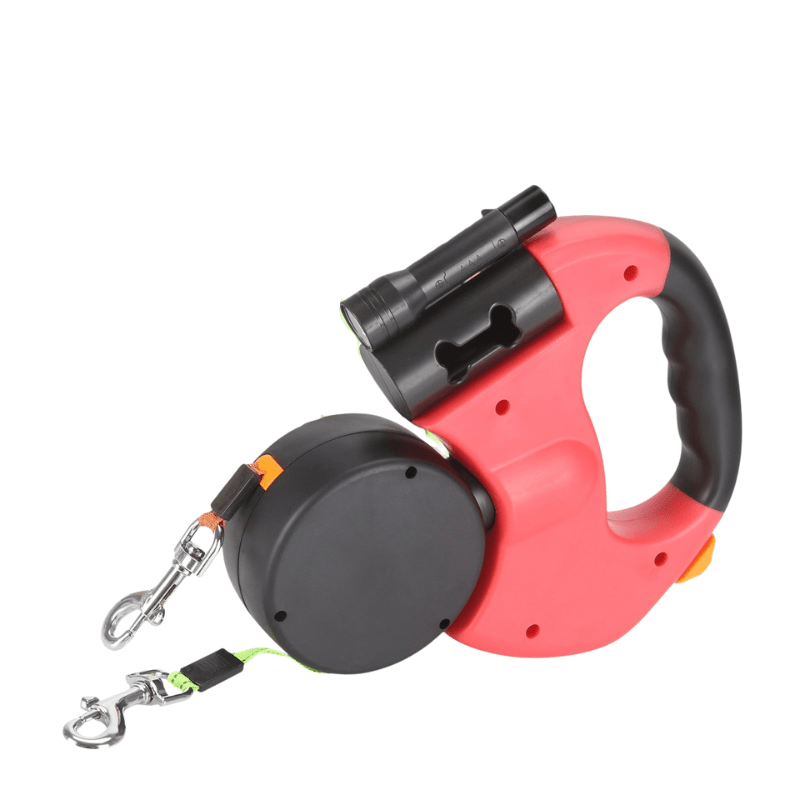 Double Retractable Dog Lead With LED Torch | Two Dogs Tangle Free 3m Each