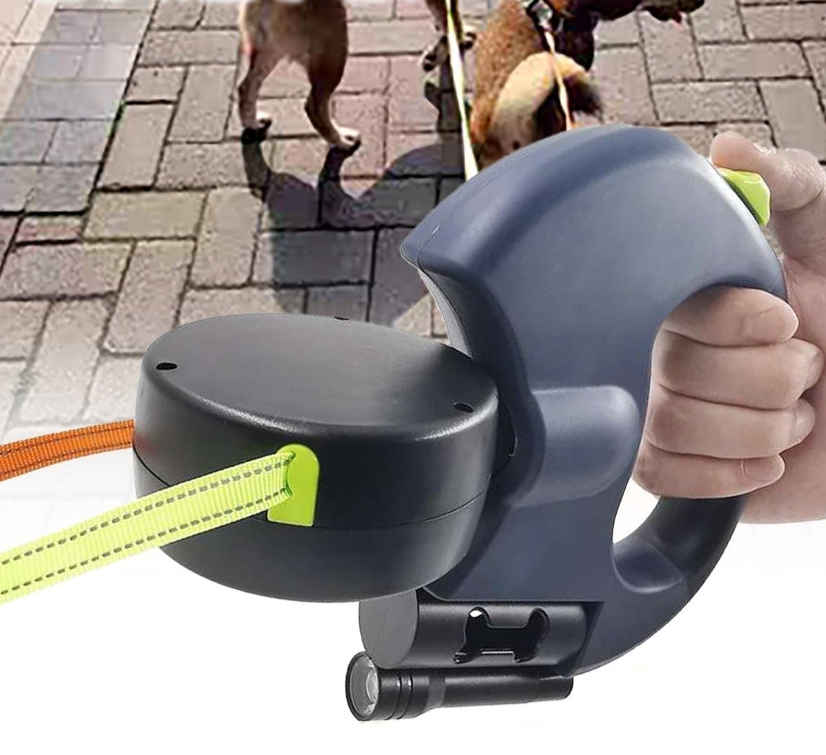 Double Retractable Dog Lead With LED Torch | Two Dogs Tangle Free 3m Each