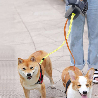 Double Retractable Dog Lead With LED Torch | Two Dogs Tangle Free 3m Each