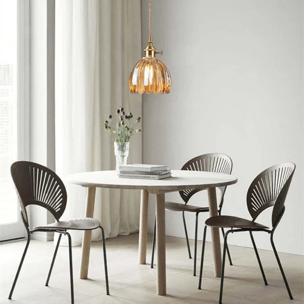 Vintage Scalloped Shade Pendant Light | Dining Room Bedroom Café Lighting