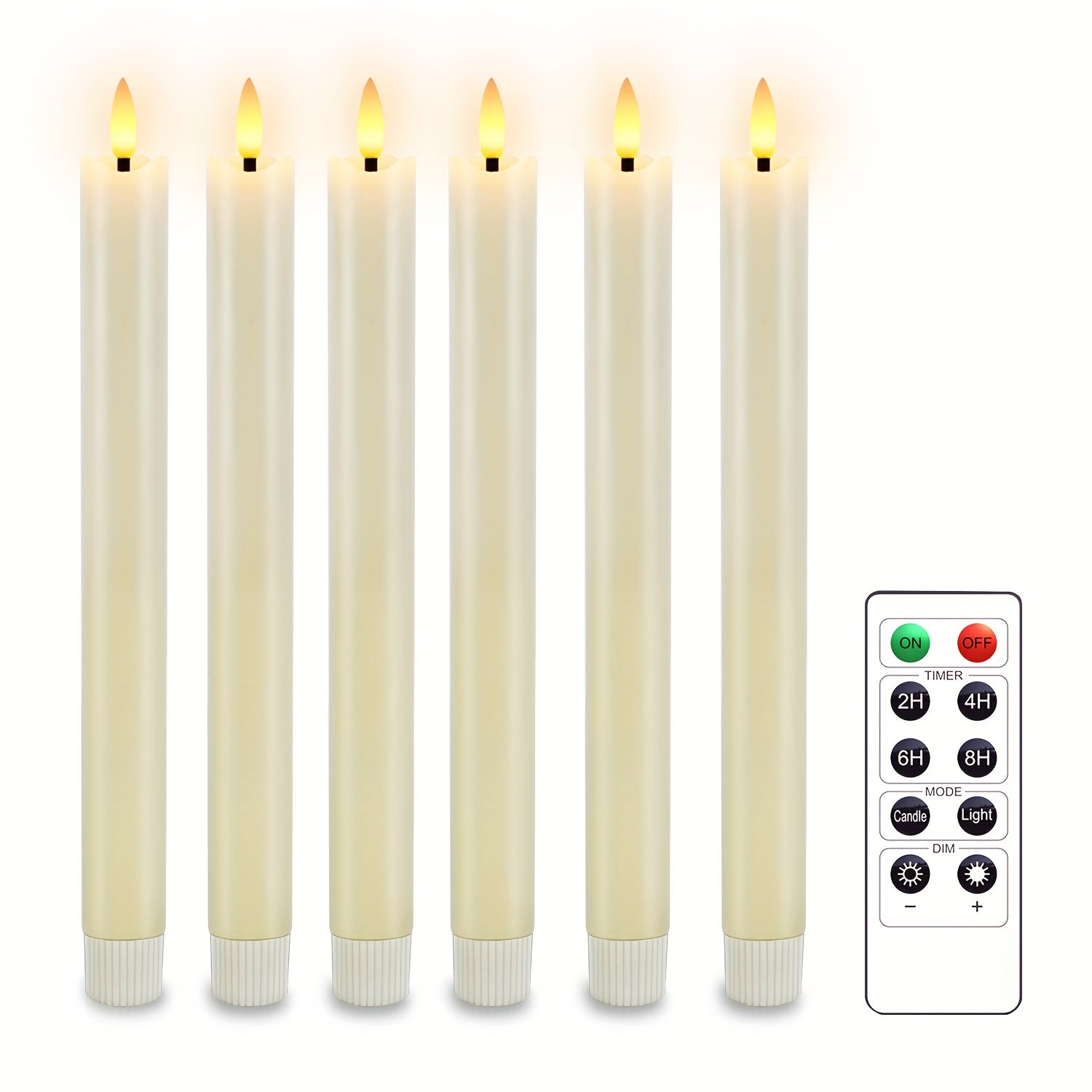 Remote Control Taper Candles | Flameless Flickering With Timer