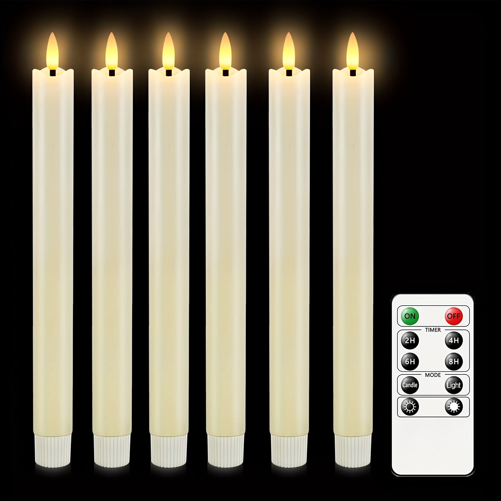 Remote Control Taper Candles | Flameless Flickering With Timer