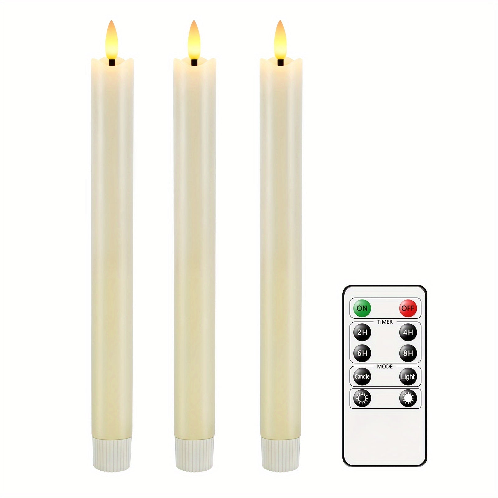 Remote Control Taper Candles | Flameless Flickering With Timer