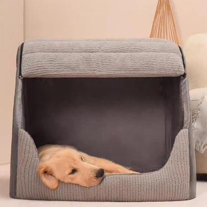 Covered Dog Bed | Cosy Enclosed Den for Medium and Large Dogs
