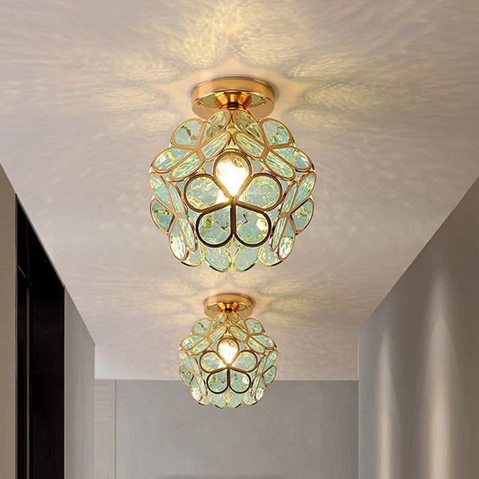 Floral Flush Mount Ceiling Light | Decorative Hallway And Bedroom Lighting