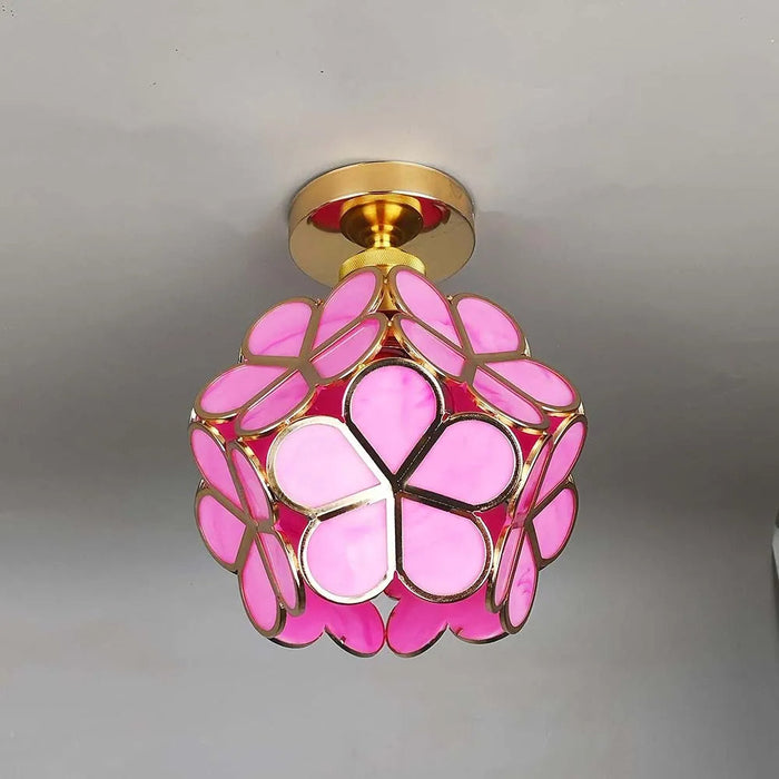 Floral Flush Mount Ceiling Light | Decorative Hallway And Bedroom Lighting