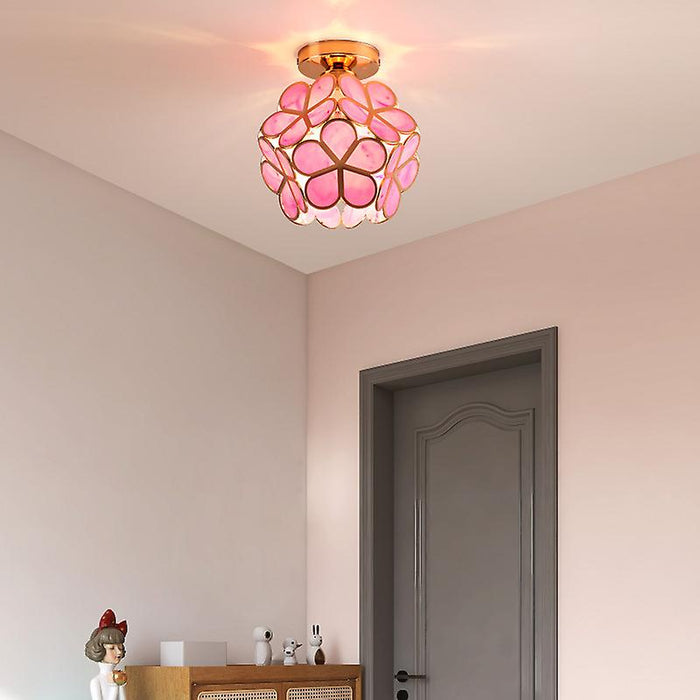 Floral Flush Mount Ceiling Light | Decorative Hallway And Bedroom Lighting