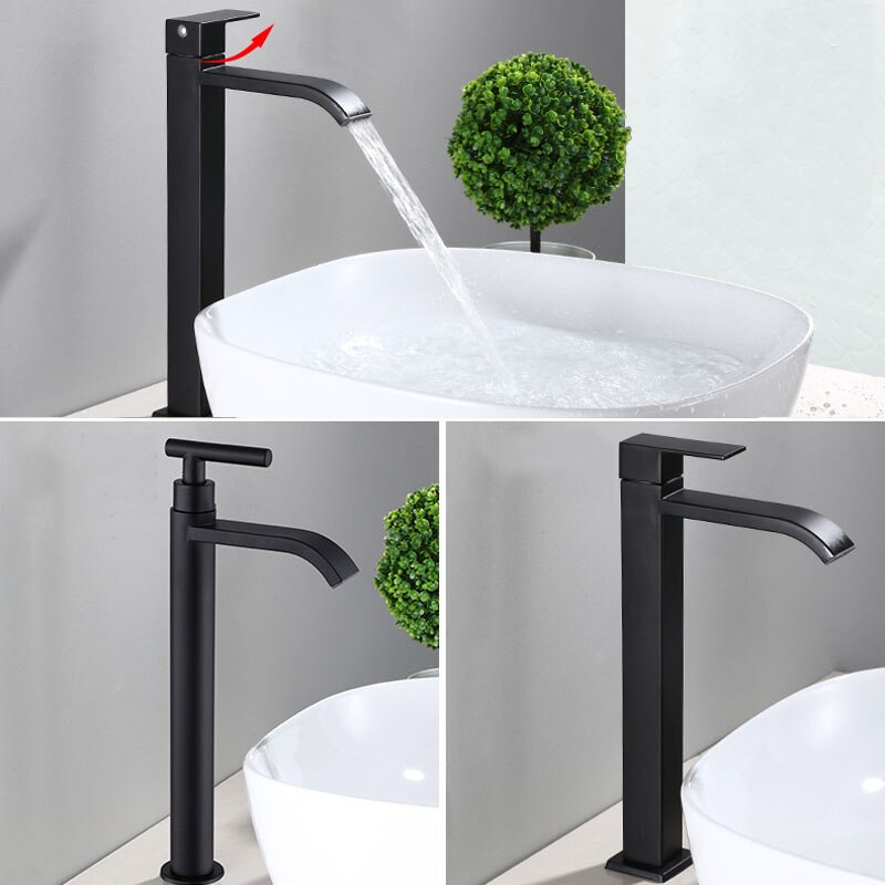 Tall Waterfall Basin Faucet Single Tap | Contemporary Vessel Sink