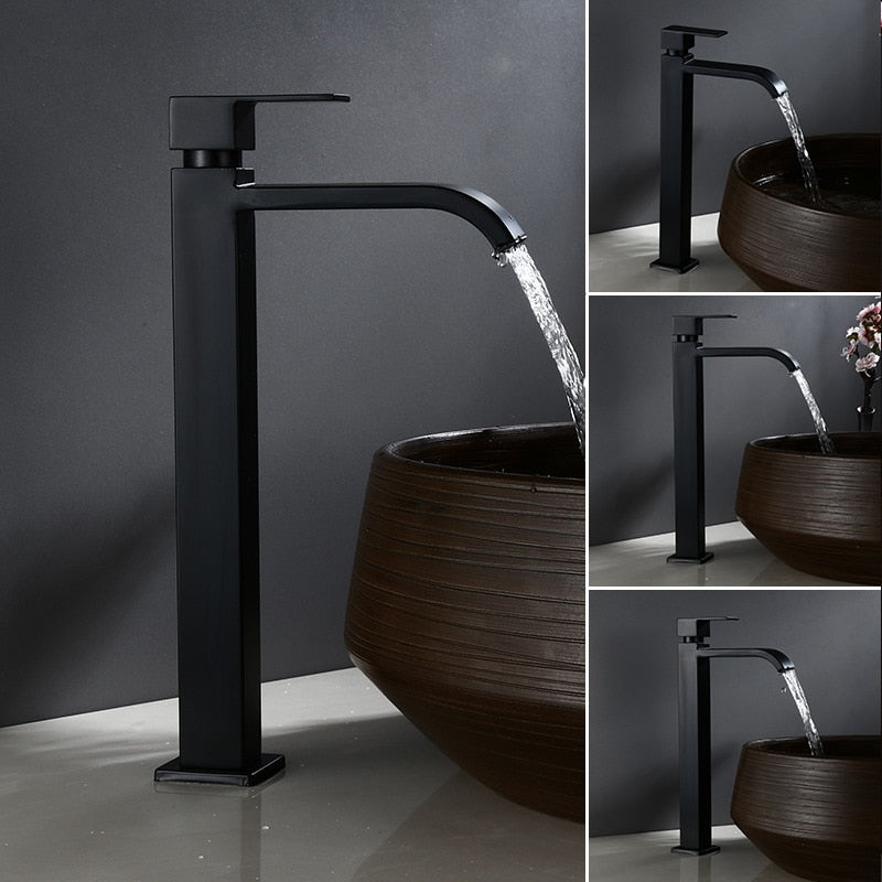 Tall Waterfall Basin Faucet Single Tap | Contemporary Vessel Sink