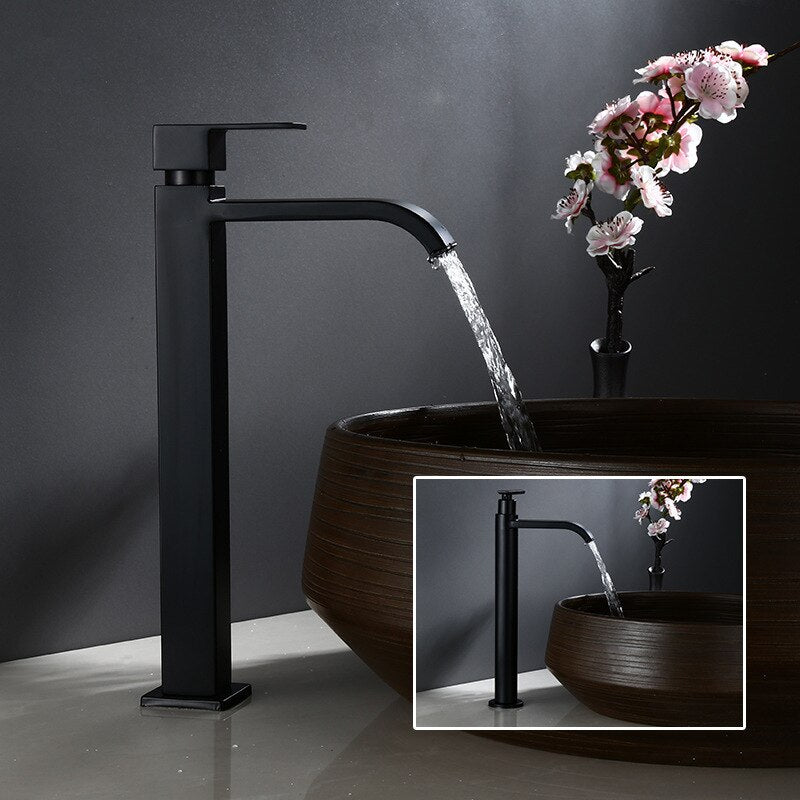 Tall Waterfall Basin Faucet Single Tap | Contemporary Vessel Sink
