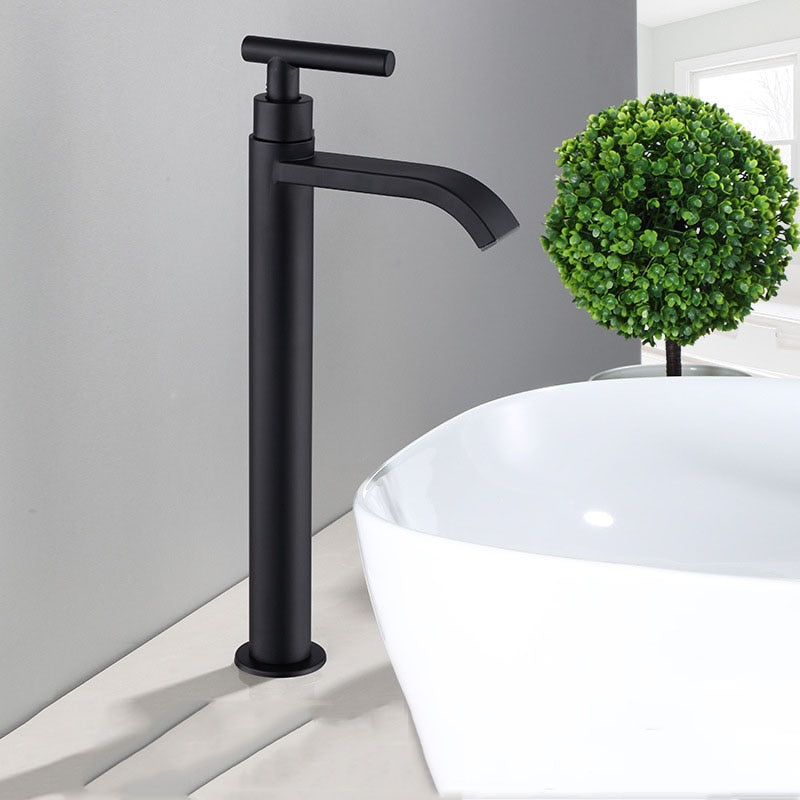 Tall Waterfall Basin Faucet Single Tap | Contemporary Vessel Sink