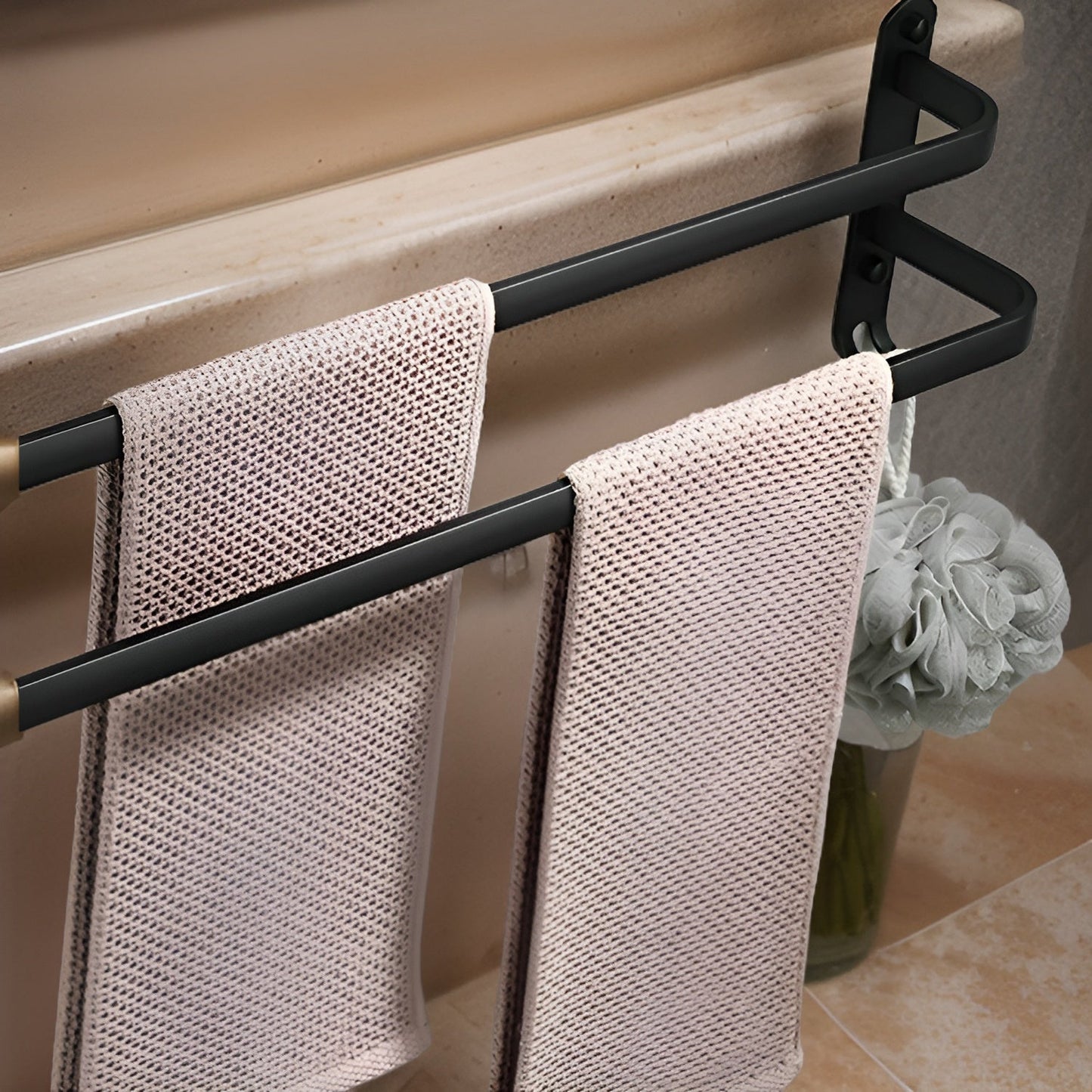 Bathroom Towel Rail Wall | Mounted Double or Triple Bar Space Saving Rack
