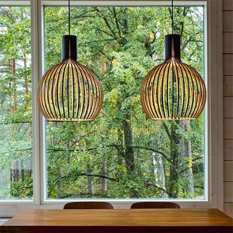 Japandi Pendant Light | Cage Shade for Dining Table Living Room Bedroom