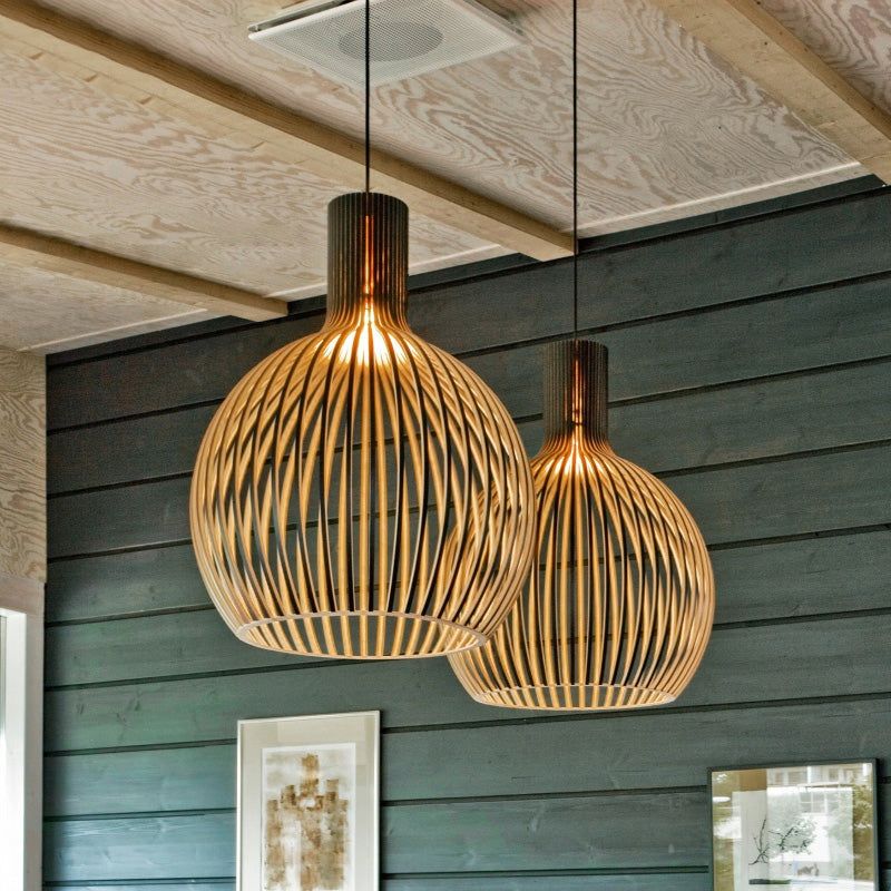 Japandi Pendant Light | Cage Shade for Dining Table Living Room Bedroom
