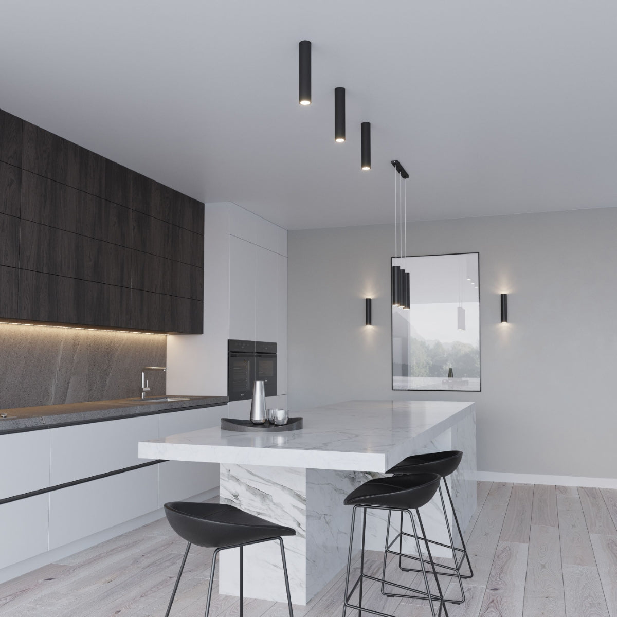 Cylinder Pendant Light | 3 Light Adjustable GU10 Pendant For Kitchen Island And Dining