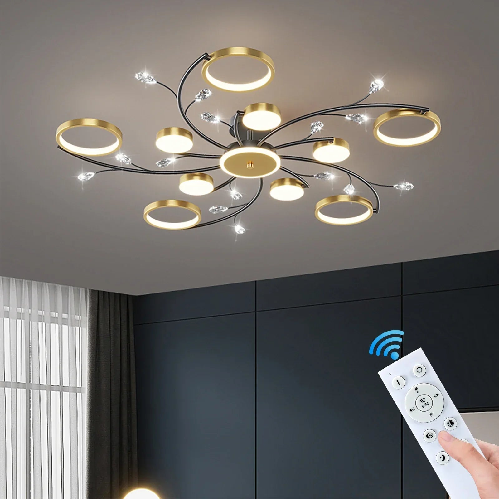 Modern LED Ceiling Light | Dimmable Remote Living Room Bedroom Dining