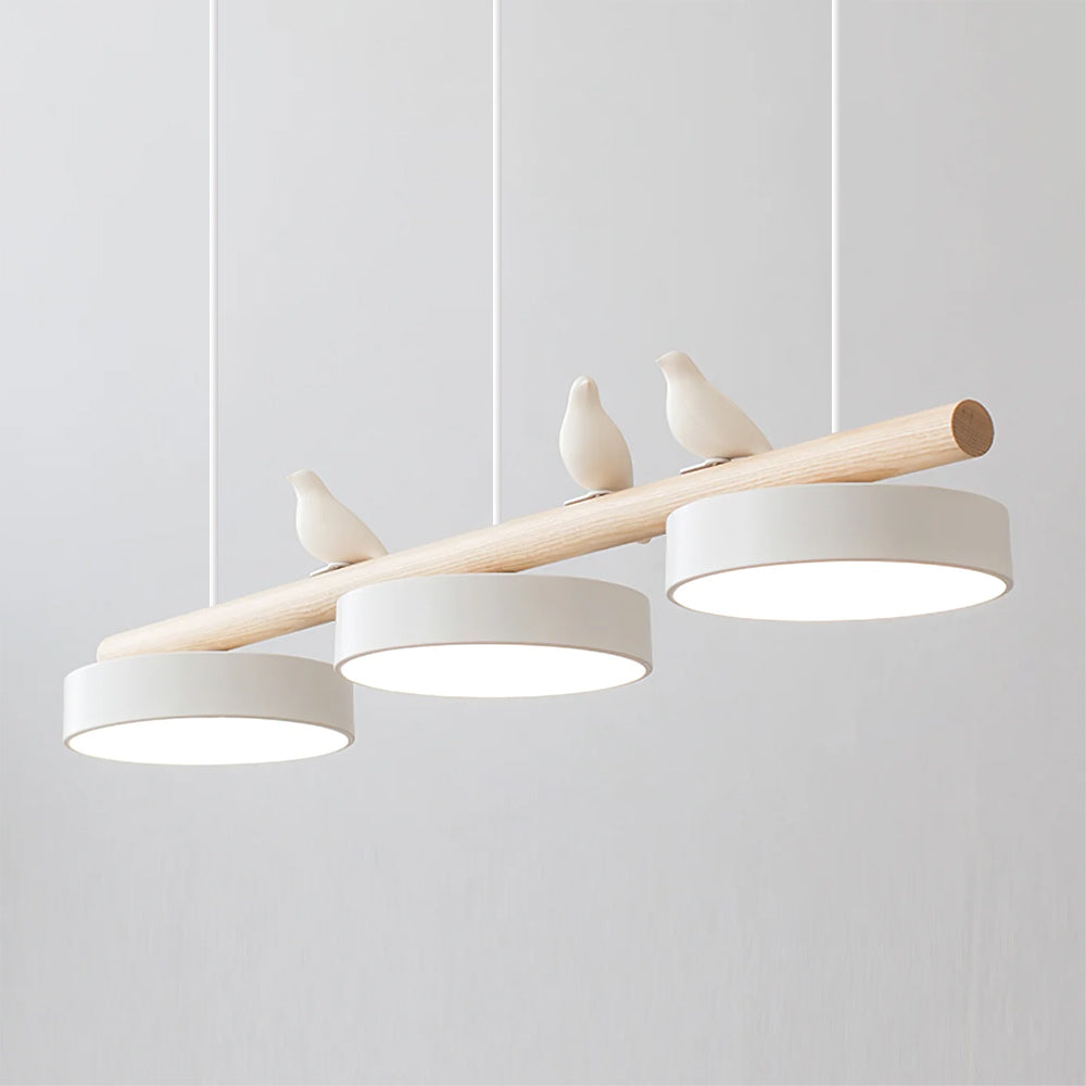 LED Pendant Light With Birds | 3 Light Linear Bar For Dining Table Kitchen