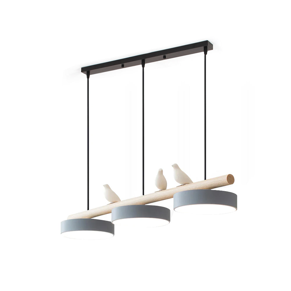 LED Pendant Light With Birds | 3 Light Linear Bar For Dining Table Kitchen