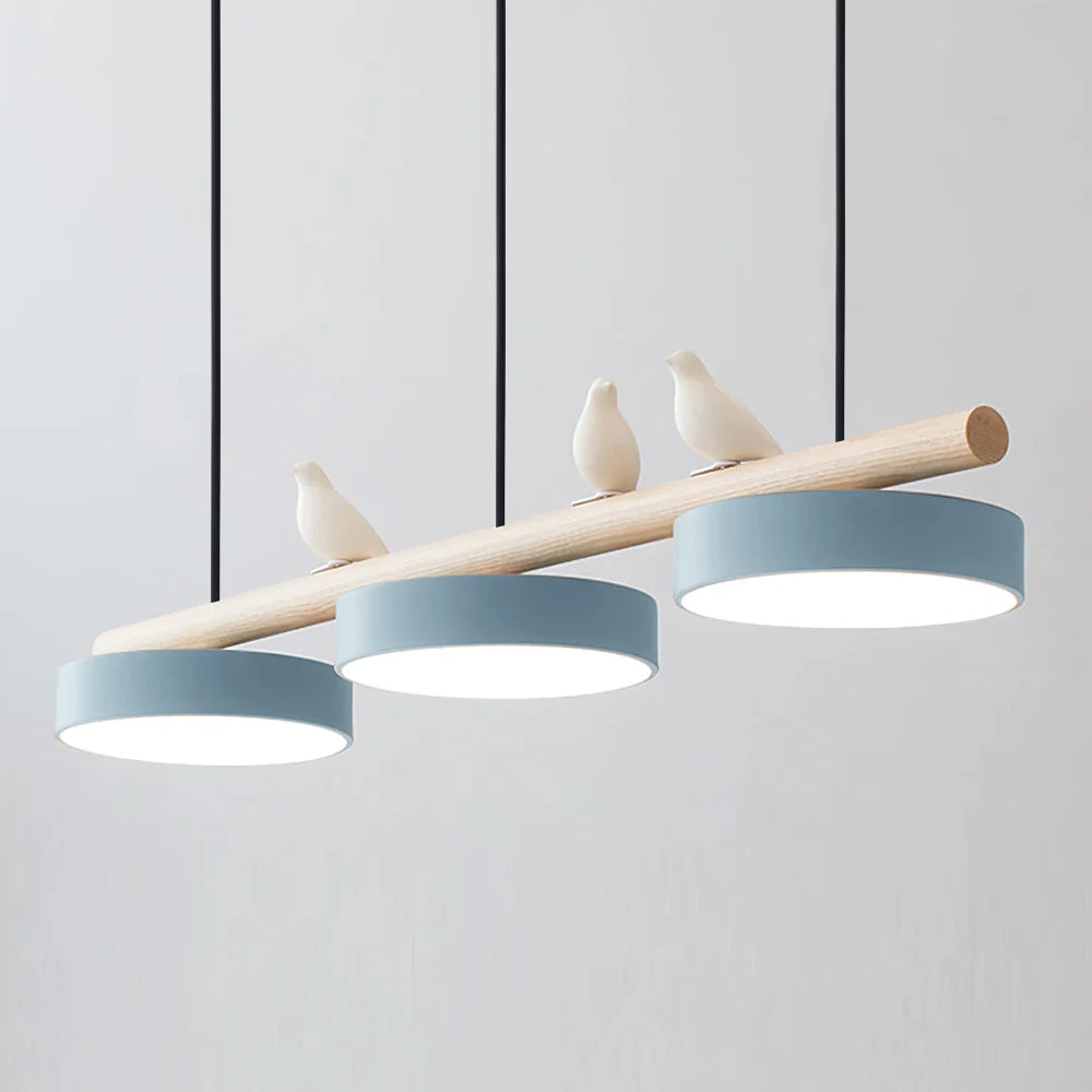LED Pendant Light With Birds | 3 Light Linear Bar For Dining Table Kitchen