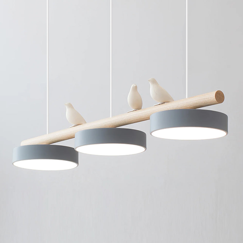 LED Pendant Light With Birds | 3 Light Linear Bar For Dining Table Kitchen