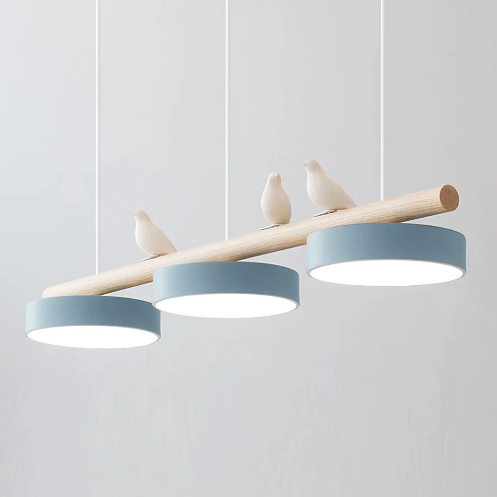 LED Pendant Light With Birds | 3 Light Linear Bar For Dining Table Kitchen