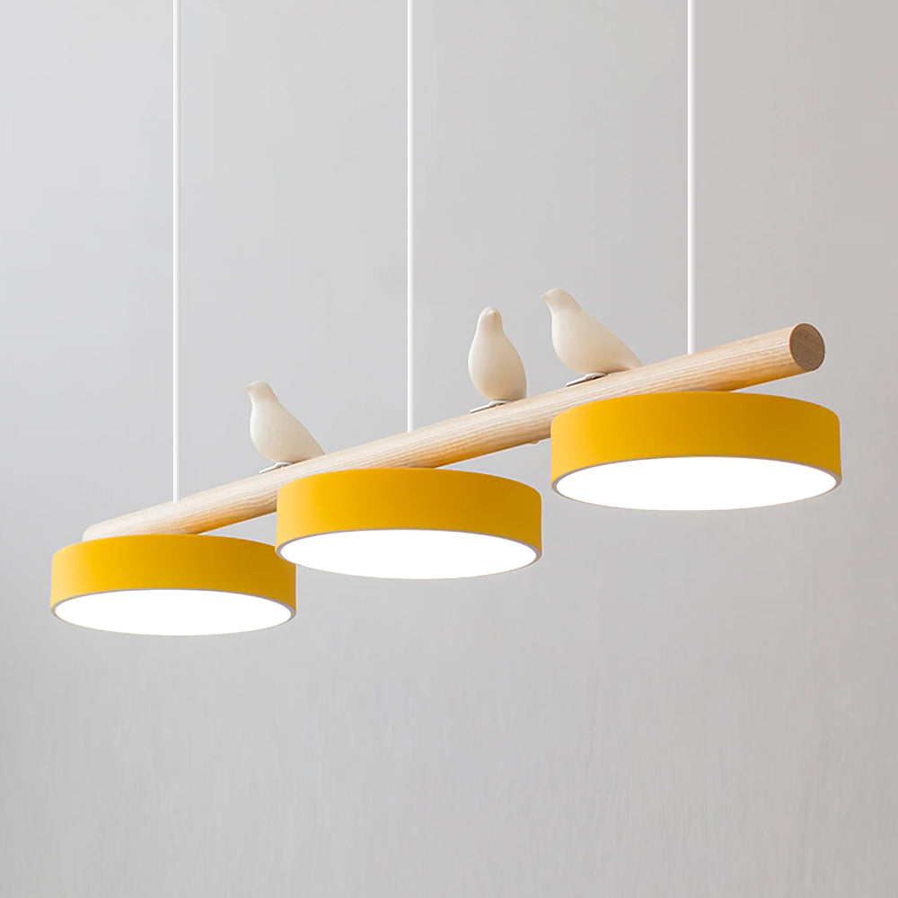 LED Pendant Light With Birds | 3 Light Linear Bar For Dining Table Kitchen