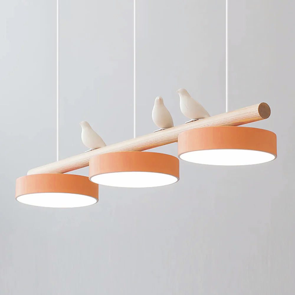 LED Pendant Light With Birds | 3 Light Linear Bar For Dining Table Kitchen